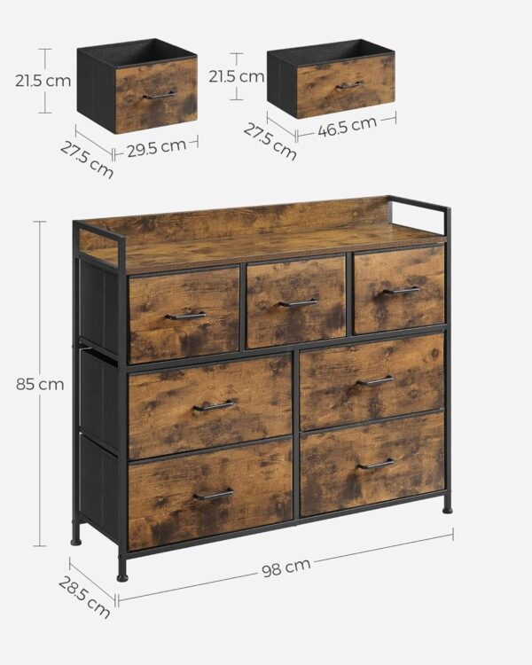 SONGMICS Chest of Drawers, Bedroom Cabinet, 7 Fabric Drawers with Handles, Metal Frame - Image 3