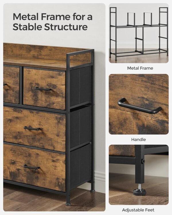 SONGMICS Chest of Drawers, Bedroom Cabinet, 7 Fabric Drawers with Handles, Metal Frame - Image 7