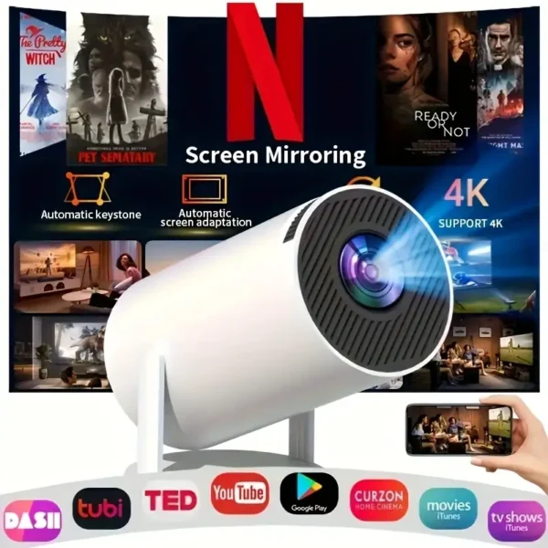 Mini tragbarer 1080P Smart-Projektor – 4K-Decodierung, WiFi6 & Bluetooth 5.0, 180° drehbar, Android 11.0 System – Perfekt als Valentinstagsgeschenk für Zuhause - Image 2