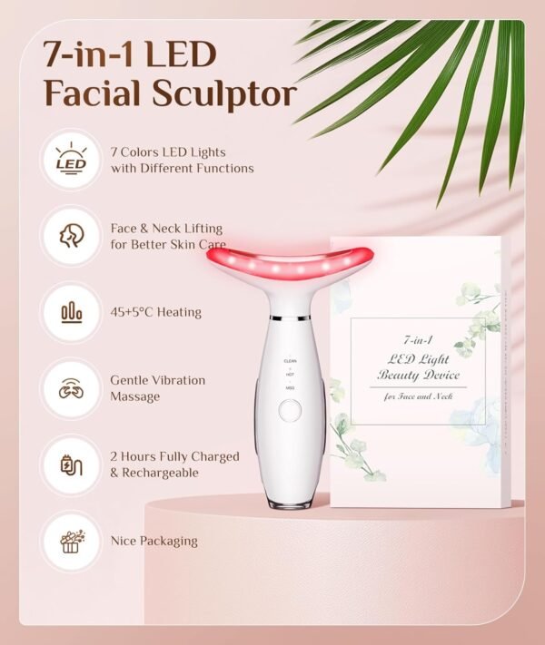 Led Electric Facial Massager, Vibrating Facial Massager with Thermals - Image 3