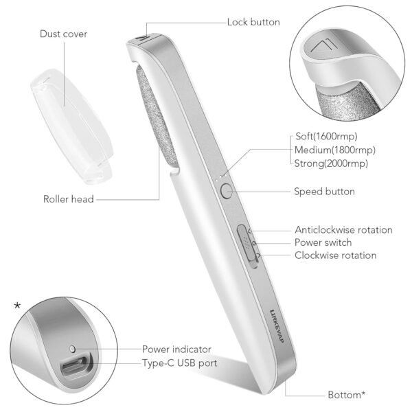 Electric Callus Remover for Feet, Professional Pedicure Kit Foot Scrubber - Image 5