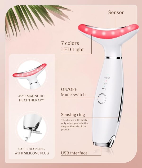 Led Electric Facial Massager, Vibrating Facial Massager with Thermals - Image 4