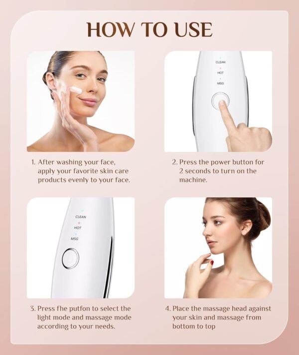 Led Electric Facial Massager, Vibrating Facial Massager with Thermals - Image 6