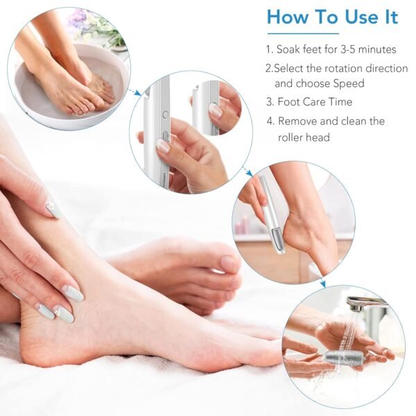 Electric Callus Remover for Feet, Professional Pedicure Kit Foot Scrubber - Image 6